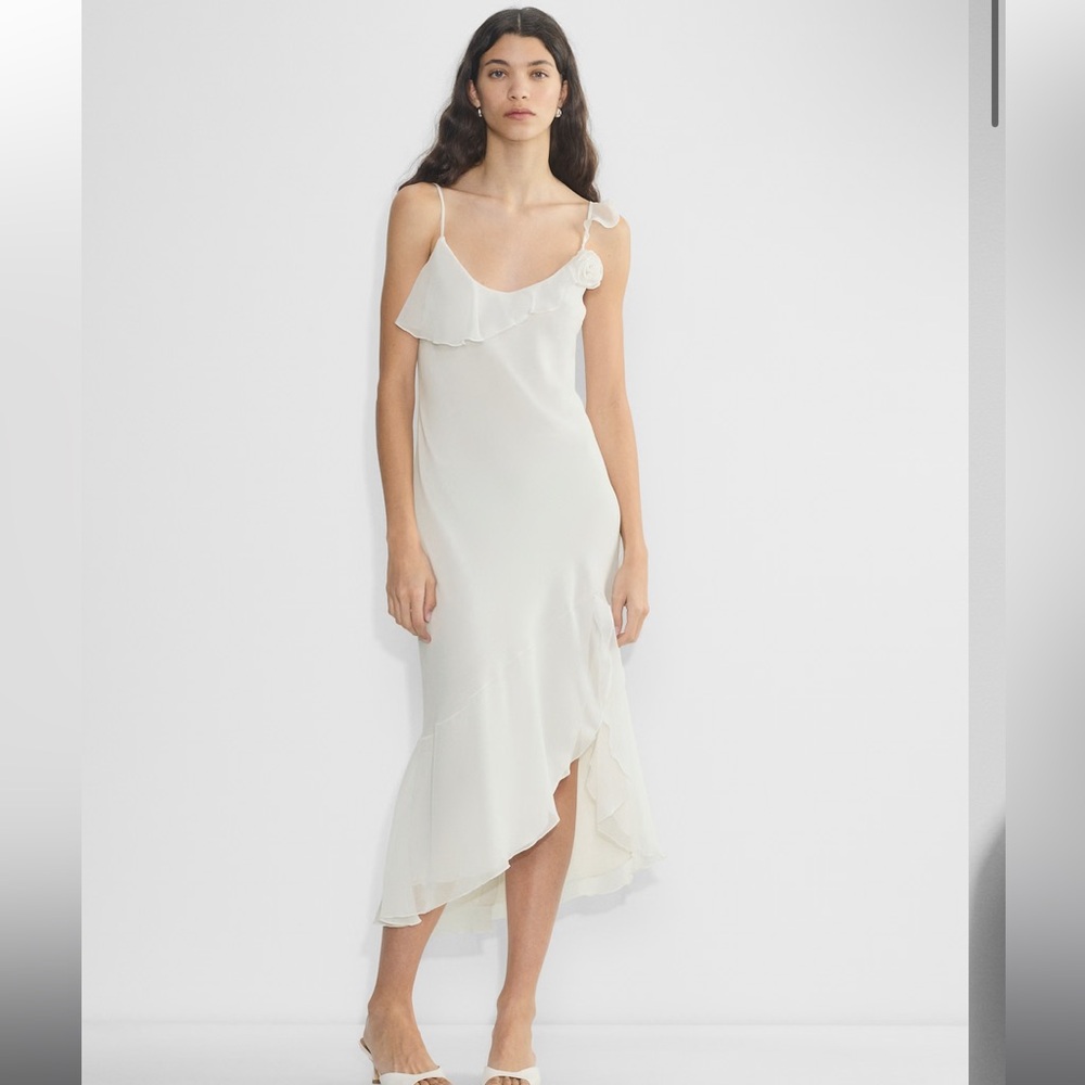 Aritiza Ruffle Midi Dress, like new🤍 XXS